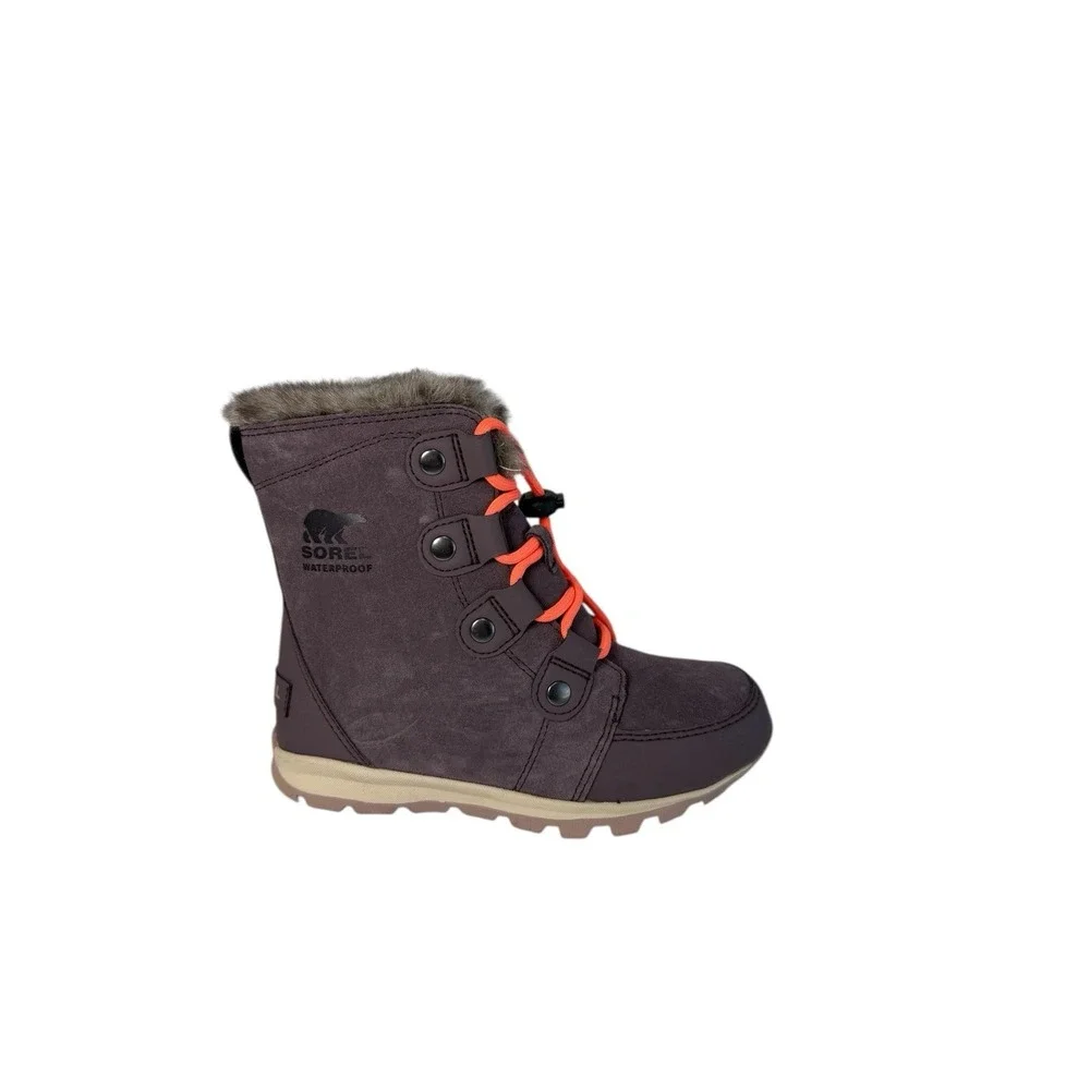 Sorel Whitney Purple Suede  Leather‎ Faux FurWaterproof Boots Girls Sz 1Y No Box